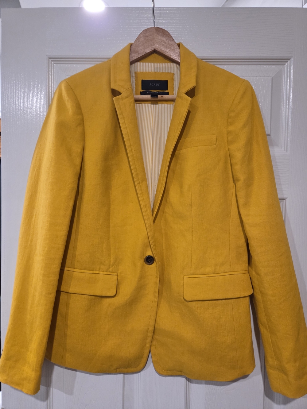 J.Crew Regent 100% Linen Blazer Size 8 Mustard Yellow